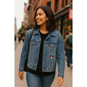 NWT Old Navy X Disney Embroidered MICKEY MOUSE Denim Jean Jacket Unisex Small